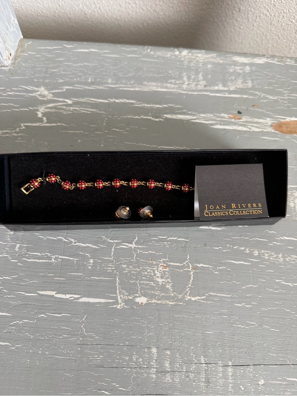 Joan Rivers Red Enamel Ladybug Bracelet with Matching Earrings - Picture 2 of 10